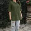Olive Green Button-Down Linen Tunic