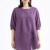 Elegant Plum Purple Asymmetrical Button Top