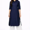 Classic Navy Blue Shirt-Style Kurta