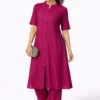 Magenta Embroidered A-Line Kurta